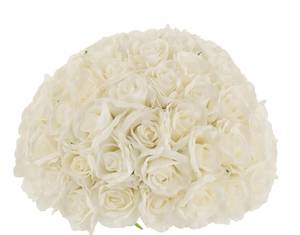 Boule de fleurs 1/2 rose plastique blanc Blanc - Matière plastique - 21 x 30 x 21 cm
