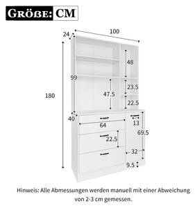 Highboard BuffetZoom Ⅶ Weiß - Holzwerkstoff - Metall - 100 x 180 x 40 cm