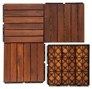 Set de 10 dalles de jardin Alliste Marron - Bois massif - Bois/Imitation - 30 x 30 x 2 cm