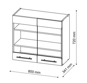 meuble de cuisine haut vitré Fame-Line Anthracite brillant - Imitation chêne truffier de sonoma - 80 x 72 x 34 cm