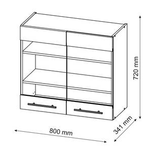 meuble de cuisine haut vitré Fame-Line Blanc brillant - Imitation chêne truffier de sonoma - 80 x 72 x 34 cm