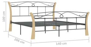 Bettrahmen 3011666 Schwarz - Eiche Hell - Breite: 140 cm