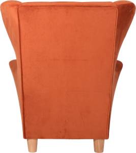 Ohrensessel Napoli Samtsessel mit Hocker Orange - Holzwerkstoff - 80 x 100 x 80 cm