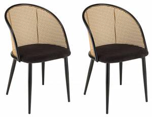 Stuhl und Sessel am Tisch LEA 2er Set Schwarz - Rattan - 55 x 82 x 51 cm