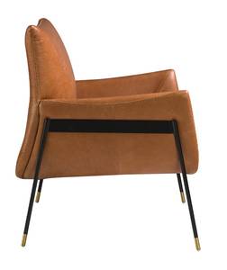 Fauteuil pivotant tapissé de cuir brun Marron - Cuir véritable - Textile - 67 x 87 x 75 cm