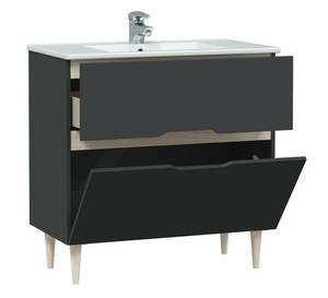 Meuble sous lavabo Yarmouth Gris - Bois manufacturé - 80 x 80 x 45 cm