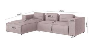 Cord Ecksofa Rouen Pink - Ecke davorstehend links