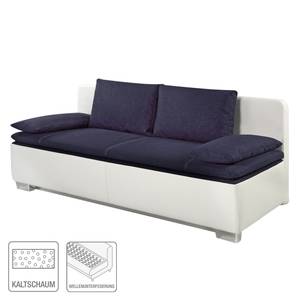 Dauerschlafsofa Bocono Kunstleder / Webstoff - Weiß / Blau