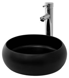 Lavabo Ø35x30cm noir en céramique Noir - Céramique - Métal