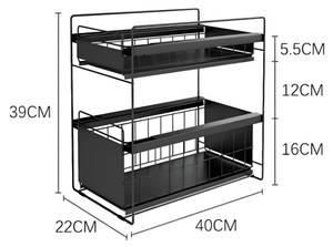 Küchenregal  H56546 Schwarz - Tiefe: 22 cm