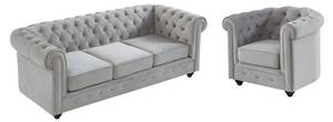 Couchgarnitur CHESTERFIELD 2er-Set Hellgrau