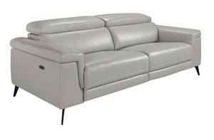 3-Sitzer-Sofa, bezogen mit grauem Leder Grau - Echtleder - Textil - 215 x 99 x 103 cm