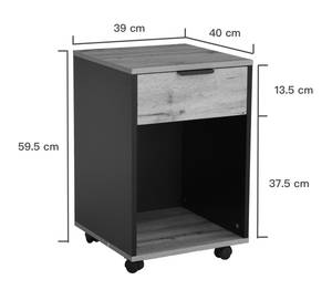 Rollcontainer MIKA 40cm auf Rollen Weiß - Wildeiche Dekor