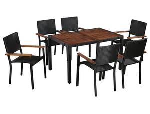 Garten-Essgruppe (7-teilig) 43935 Schwarz - Kunststoff - Polyrattan - 80 x 75 x 130 cm