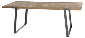 Table à manger en sapin et métal L220 Beige - En partie en bois massif - 100 x 78 x 220 cm