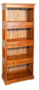 Etagère bibliothèque 6 tiroirs en teck Marron - Bois massif - Bois/Imitation - 38 x 190 x 79 cm