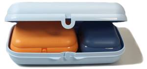 Vesperdose Maxi-Twin SET Blau - Orange - Kunststoff - 12 x 7 x 22 cm