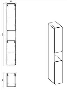 Armoire haute ARUBA HC25 2D Blanc - Bois manufacturé - Matière plastique - 25 x 170 x 39 cm