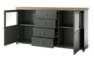 Sideboard mit Glaseinsätzen & LED-Licht Grün - Holzwerkstoff - 181 x 93 x 42 cm