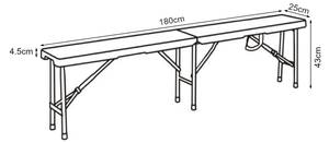 Banc de camping pliable Ljusnarsberg Blanc - Métal - Matière plastique - 180 x 43 x 25 cm