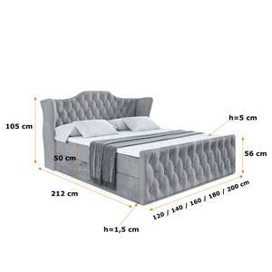 Boxspringbett VILA-Z Hellgrau - Breite: 140 cm - H4