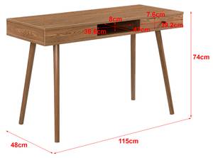 Schreibtisch Habo Braun - Holzwerkstoff - 115 x 74 x 48 cm