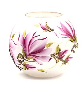 Vase en verre peint à la main Rose foncé - Verre - 18 x 16 x 18 cm