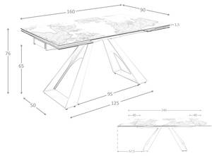 Esstisch 1117 Weiß - Porzellan - Stein - 160 x 76 x 90 cm