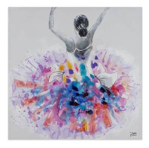 Tableau peint à la main Prima Ballerina Mauve - Blanc - Bois massif - Textile - 80 x 80 x 4 cm