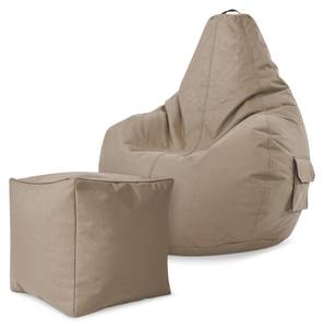 Lot de 2: pouf + tabouret "Cozy+Cube" Imitation pin beige