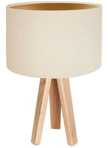 Lampe de table AYLMER Beige - Blanc crème - Gris métallisé - Bois