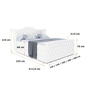 Boxspringbett VILA-Z KING Hochglanz Weiß - Breite: 200 cm