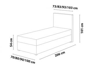 Boxspringbett Einzelbett Martines Mini Schwarz - Breite: 70 cm