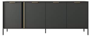 Kommode LARS COD203 4D Schwarz - Holzwerkstoff - Kunststoff - 203 x 82 x 40 cm