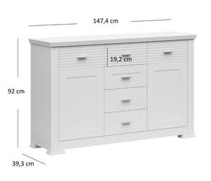 Sideboard Agneta Weiß - Holzwerkstoff - 92 x 147 x 39 cm