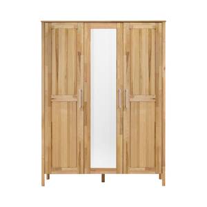 Armoire avec miroir 3 portes Charly Marron - Bois massif - 156 x 202 x 61 cm