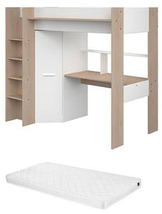 Lit mezzanine AUCKLAND Beige - Bois manufacturé - 116 x 178 x 204 cm