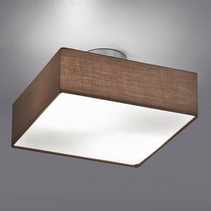 Plafondlamp Shima IV geweven stof/metaal - 2 lichtbronnen - Bruin/wit