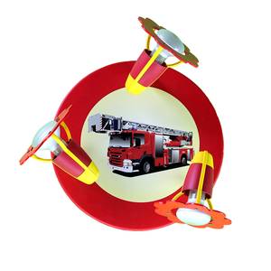 Deckenleuchte Feuerwehrauto Holz - 3-flammig