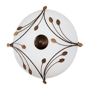 Lampada da soffitto Foglie Metallo/Vetro Bianco/Color bronzo 2 luci