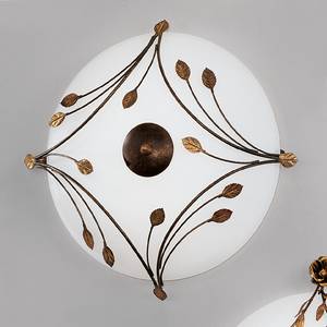 Lampada da soffitto Foglie Metallo/Vetro Bianco/Color bronzo 2 luci