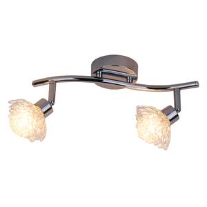 Plafondlamp metaal/glas zilverkleurig 2 lichtbronnen