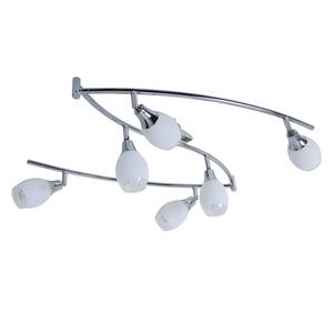 Plafondlamp metaal/glas zilverkleurig 6 lichtbronnen