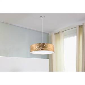 Suspension Shade Fer / Tissu - 3 ampoules - Doré - Abat-jour diamètre : 60 cm