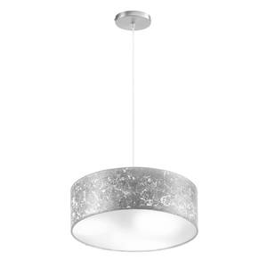 Pendelleuchte Shade Eisen / Stoff - 3-flammig - Silber - Durchmesser Lampenschirm: 40 cm