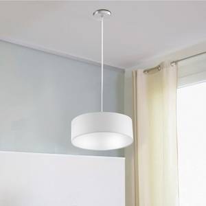 Pendelleuchte Shade Eisen / Stoff - 3-flammig - Weiß - Durchmesser Lampenschirm: 40 cm
