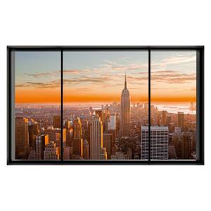 Bild New York Sun Blau - Orange - Holzwerkstoff - Papier - 118 x 70 x 2 cm