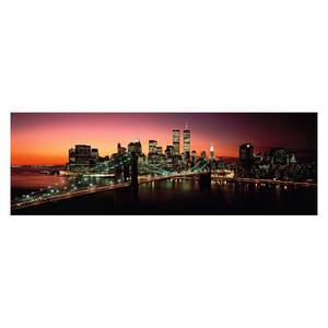 Impression d’art New York Night I Noir - Orange - Bois manufacturé - Papier - 156 x 52 x 2 cm