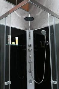 Duschkabine mit Hydromassage CASSIA Schwarz - Glas - 90 x 220 x 90 cm
