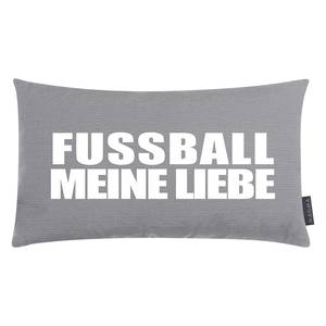 Dekokissen Fußball meine Liebe Webstoff - Hellgrau / Weiß